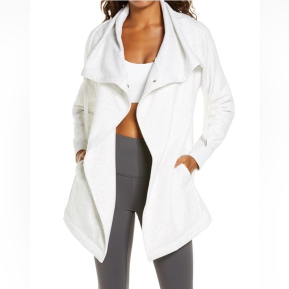 Zella Amazing Cozy Wrap Jacket in Ivory Dove Heather at Nordstrom Size Small - Picture 1 of 16